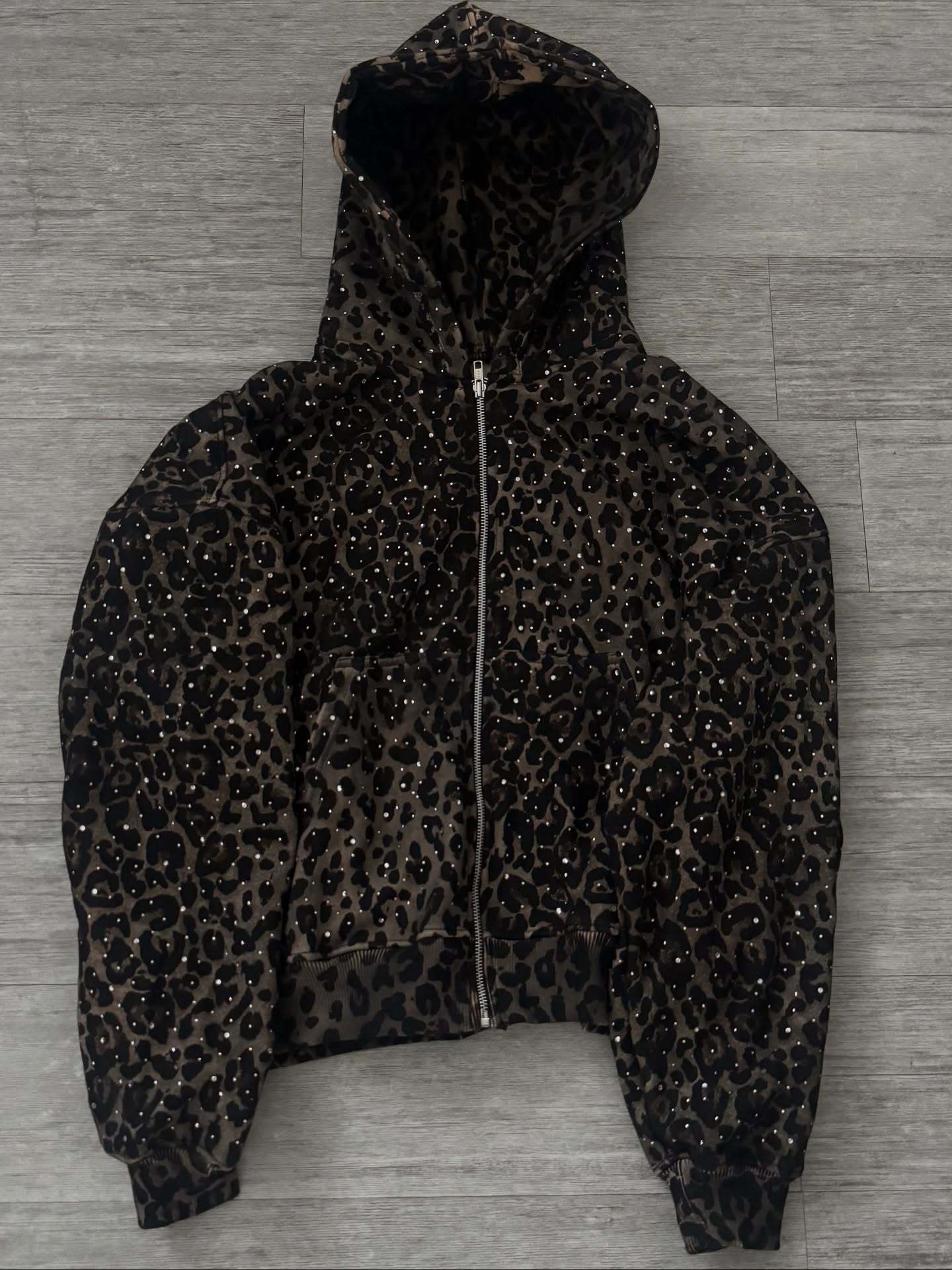 Vêtements pour femmes : Sweat à capuche unique à imprimé léopard avec motif rétro, pantalon décontracté ample, sweat-shirt unisexe._voghion.com