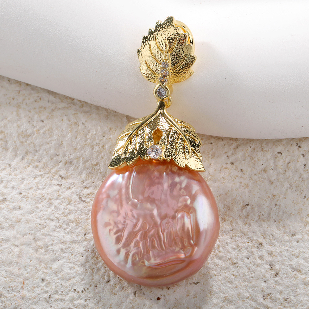 7g Weight Pearl, Zircon Inlay Material Charms, Jewelry Accessories Classification 1 Piece Quantity Freshwater Pearl, Copper Material Sector, Leaves Pattern Plating, Inlay Design Simple Style Style 1 Piece Freshwater Pearl Copper Pearl Zircon Sector Leaves 无