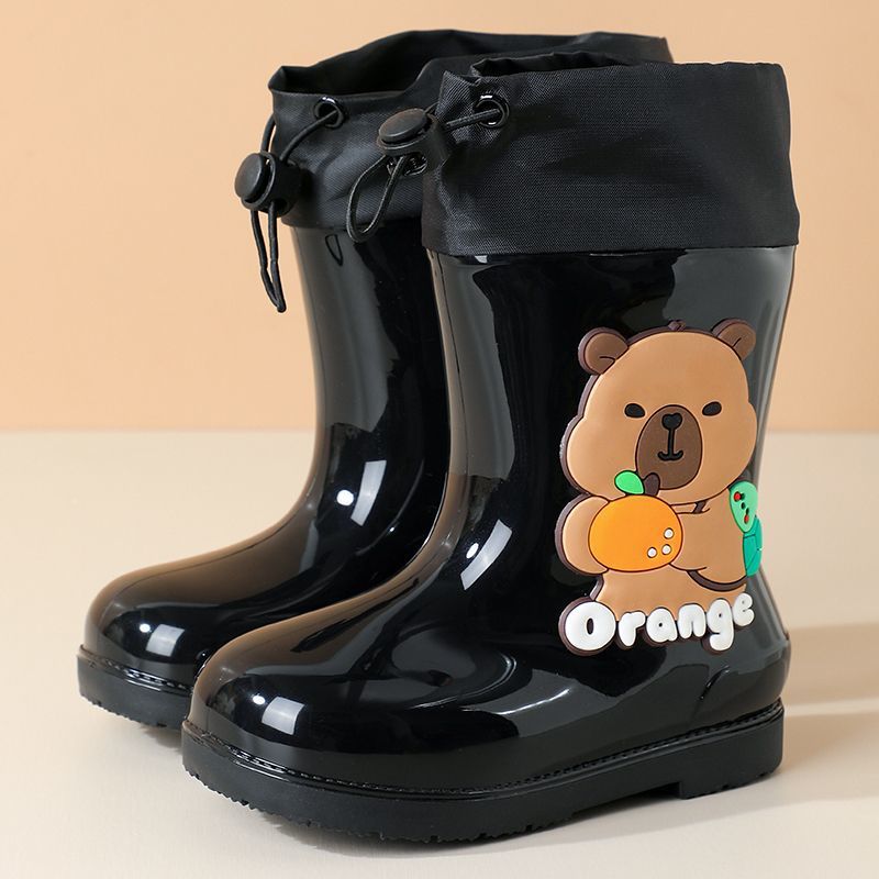 Nuevos niños capibara barril corto impermeable bebé zapatos de lluvia botas de lluvia barril medio para niños y niñas dibujos animados jardín de infantes zapatos de agua