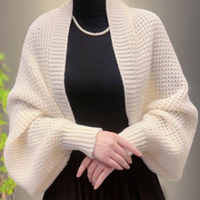 韩版纯色2024新款密织开衫长袖披肩外搭高端女士外套时尚洋气高档