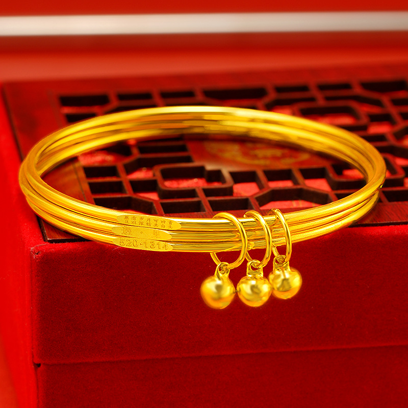 Vietnam arena oro Sansheng Sanshi Sanhuan campana pulsera de Latón chapado en oro cerrado multi-anillo pulsera de las mujeres antiguas al por mayor