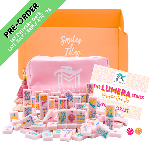 In Stock: 160 Pieces of Cherry Blossom Pink and Lavender Purple Single-Layer Acrylic Portable Hand-Shuffled Mahjong Tiles Set