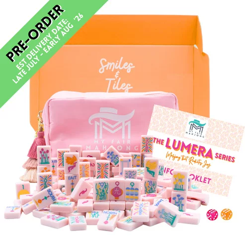 In Stock: 160 Pieces of Cherry Blossom Pink and Lavender Purple Single-Layer Acrylic Portable Hand-Shuffled Mahjong Tiles Set