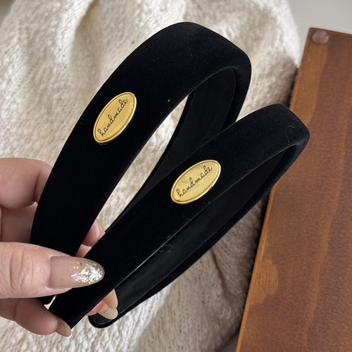 Korean style simple velvet gold buckle headband retro niche heightening sponge headband hairpin hair accessories new style