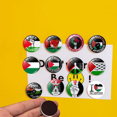 Palestinian Crystal Glass Fridge Magnets with National Flag Design, Creative Home Decor Magnetic Whiteboard Stickers, 25mm