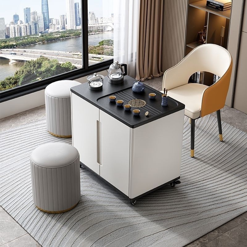Sofá de sala de estar mesa de té lujoso luz balcón mesa de té móvil pequeño té doméstico pequeño carro de té mesa de té