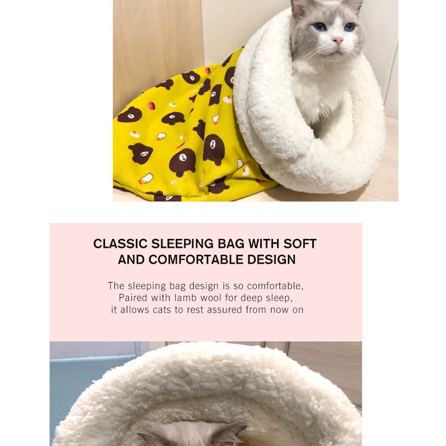 Saco de dormir para mascotas con dibujos cama túnel cálida_voghion.com