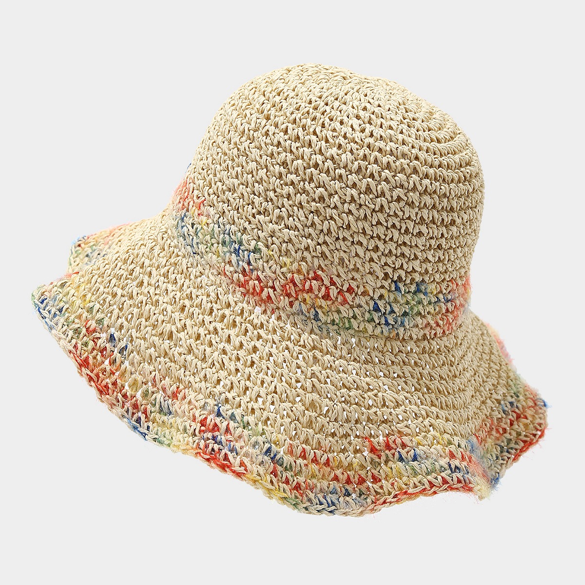Sombrero de paja para mujeres de verano dulce siete colores sombrero de paja vacaciones versátil sombrero de playa sombrero de sombra