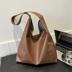 大容量時尚質感軟皮通勤包包女2023秋冬季新款百搭單肩腋下托特包