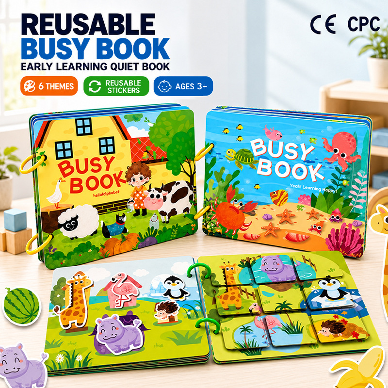 Cross-border spot educational toys, busy book, quiet book, children's cognitive cards, busy book, early education tear-off book