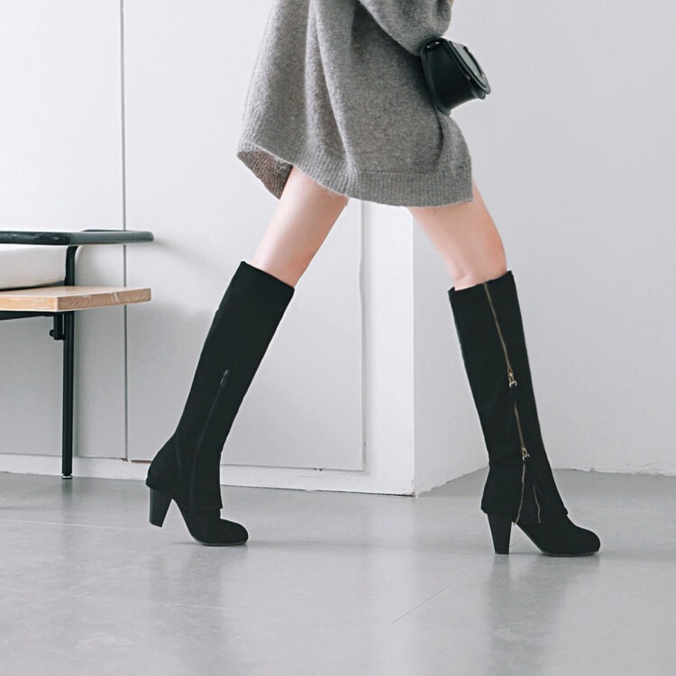 40-44 Coffee Rain Foreign Trade Cross-Border Amazon Thick High-Heeled Women's Round-Toe High Boots Knee-High Boots W361 40-44 Coffee Rain Foreign Trade Cross-Border Amazon Thick High-Heeled Women's Round-Toe High Boots Knee-High Boots W361
