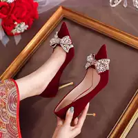 Свадебное платье, красные свадебные туфли, женское свадебное платье Xiuhe высокого класса, свадебные туфли на две вещи, платье для тостов, высокие каблуки, не утомляющие ноги.