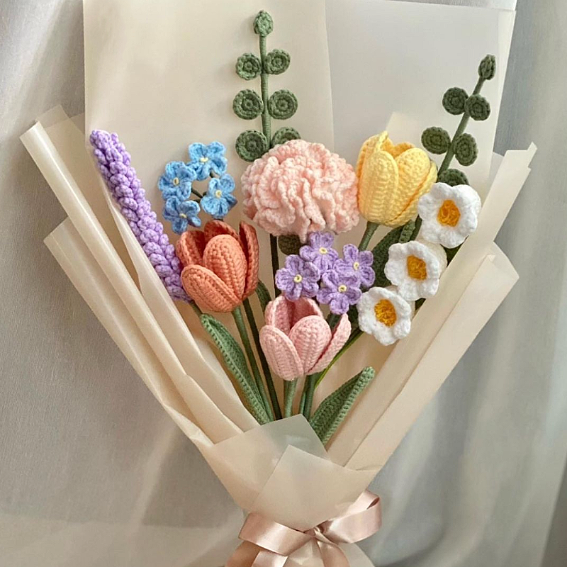 2 eucalipto 8 flores no me olvides 1 abrigo púrpura 3 tulipán 1 lirio de los valles/como se muestra en la imagen (paquete aleatorio gratis)