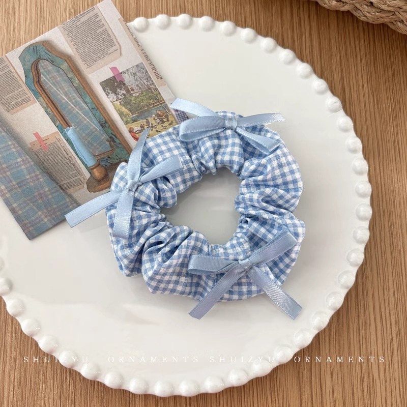 Francés punto de onda gris negro arco de bolas de cabello de bolas de cabello de alta elasticidad correa de cabello joyas de cabello