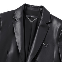 2025秋冬新款中年男士西装领长袖时尚休闲宽松羊皮皮衣外套服批发