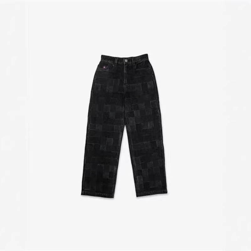Cross-Border High-End High-Street Jeans for Men, Wide-Leg Pants, Spring and Summer, Youth Straight-Leg American-Style Casual Plaid American-Style Cross-Border High-End High-Street Jeans for Men, Wide-Leg Pants, Spring and Summer, Youth Straight-Leg American-Style Casual Plaid American-Style