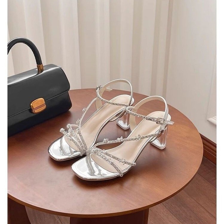 French-Style Square-Toe Butterfly Rhinestone Fairy-Style Open-Toe Sandals for Women 2026 New Model Elegant Crystal Heel Sandals to Match Dresses French-Style Square-Toe Butterfly Rhinestone Fairy-Style Open-Toe Sandals for Women 2026 New Model Elegant Crystal Heel Sandals to Match Dresses