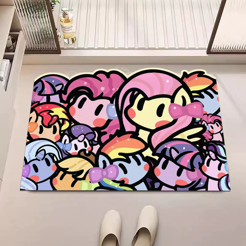 Мультяшный анимированный милый пони Поли диатомовая грязь коврик в ванной комнате впитывает воду, нескользящие и быстросохнущие ножные коврики для волос