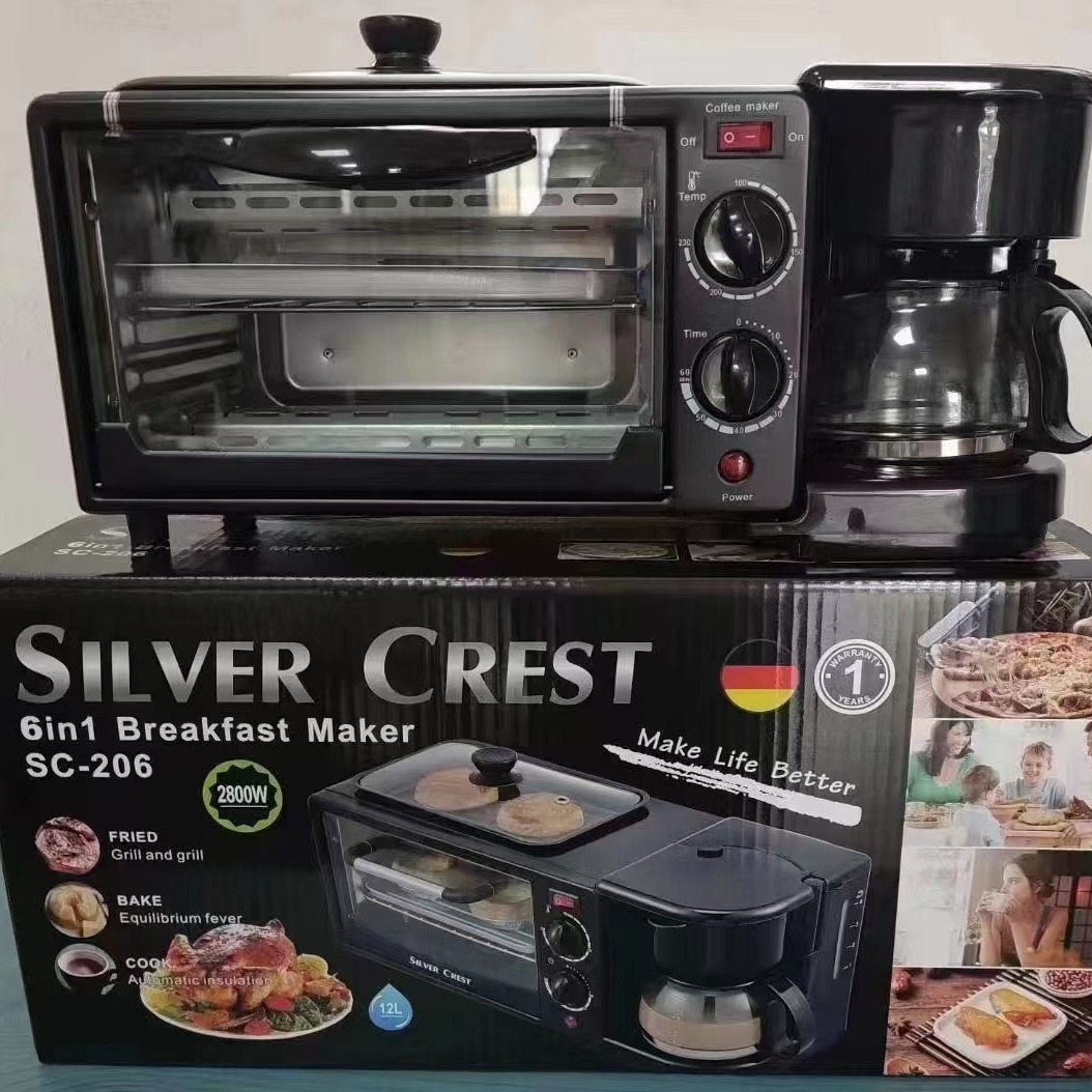 3in1 Breakfast Maker English Multi-Functional Breakfast Machine, Coffee Machine, Bread Machine, Sandwich Toaster