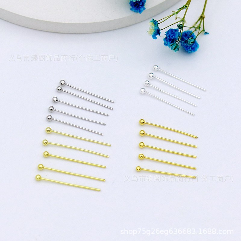 Copper-Plated 18K Real Gold Ball Needle Round Head Needle 0.6 Thick Handmade Beading Material 14K Gold-Filled Color-Preserving Bead Needle DIY Accessories