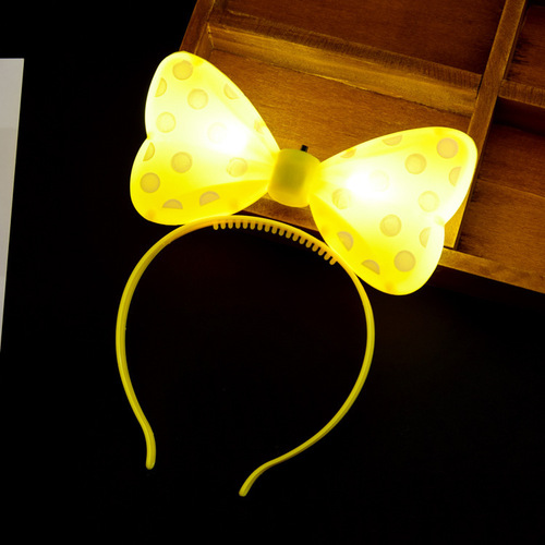 Korean version of luminous bow, hairband, glitter hairpin, Minnie headband, concert headband, night market wholesale