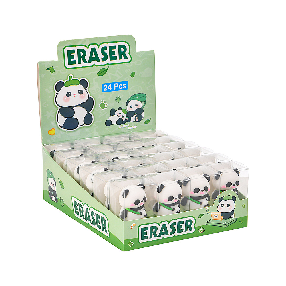 3D estereoscópico panda forma borracha papelería infantil regalos PVC goma suave limpia no tóxica goma al por mayor