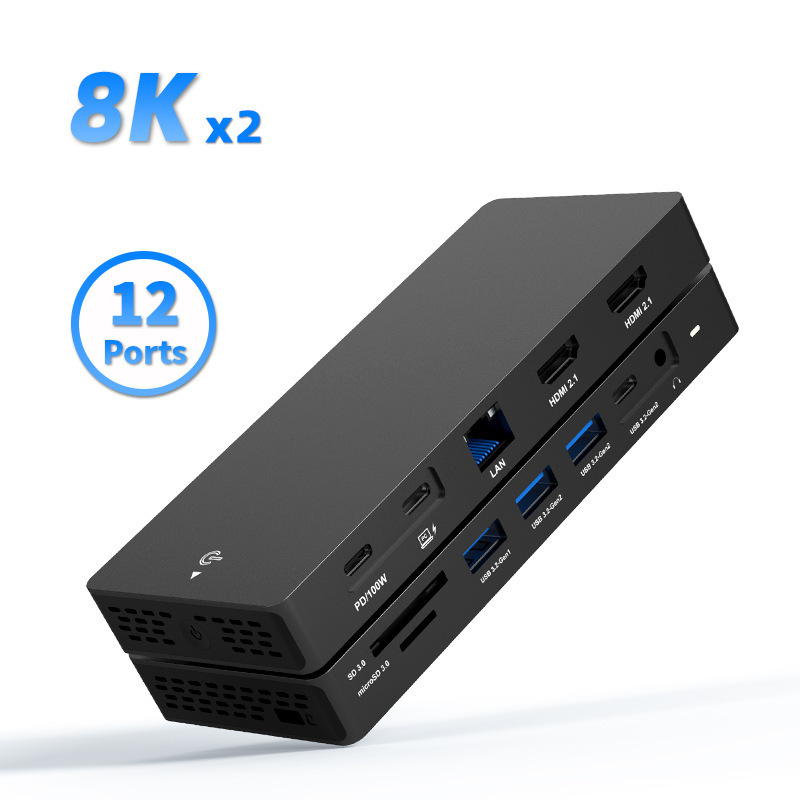 8K30Hz Docking Station Type-C Multi-Screen Display Hdmi2.1/Dp1.4 Laptop Expansion Dock USB Splitter