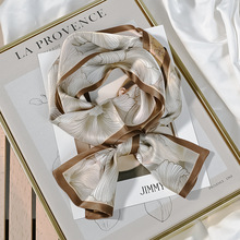 新款桑蚕丝丝巾女细窄飘带春夏季韩版双层双面领巾长条真丝围巾