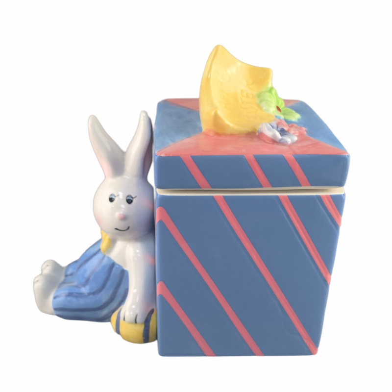 Cerámica de Pascua cuadrada conejo galletas latas de una variedad de huevos de dolomita pintados a mano latas de dulces latas de almacenamiento latas de condimentos
