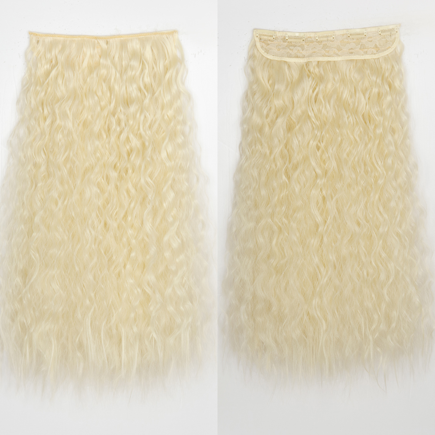 Peruca de cabello de mujer estilo de maíz caliente rizado largo de cabello de onda de cinco tarjetas