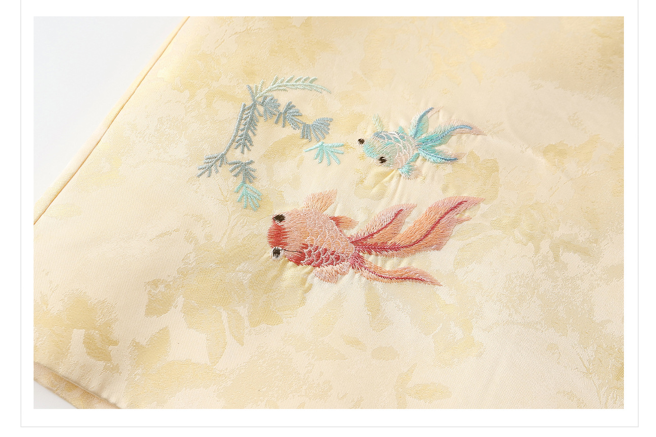Bộ áo váy satin thêu jacquard cổ tròn phong cách Trung Hoa N6026 — áo, váy chi tiết 28