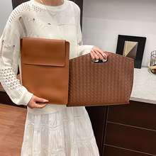 2025新款办公上班商务通勤手提包大容量品质精致做工编织纹托特包