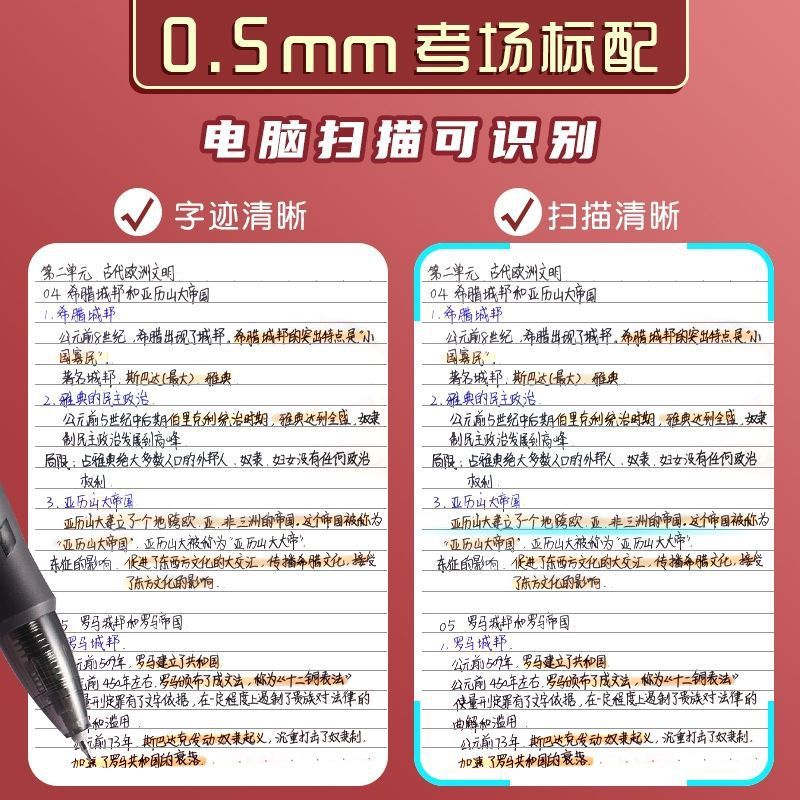 デリ V1 3連プレスゲルペン 学生試験専用 速乾筆ペン ブラックカーボンペン 水性ペン|undefined