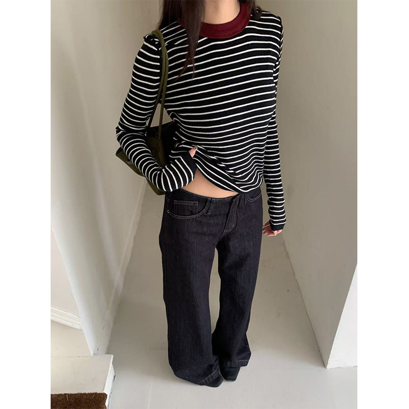 Yuyi's New 2025 Autum American Style Low-Waist Micro-Flared Jeans for Women, Slim and Versatile Casual Pants Cx2436