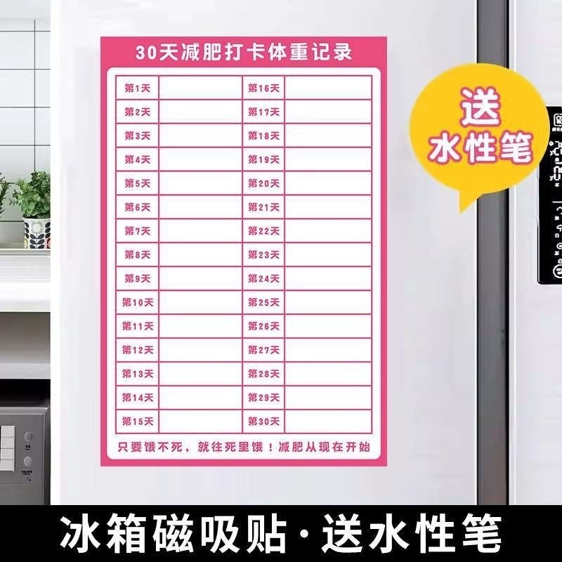计划表减肥打卡记录表天天天天减肥墙贴磁吸批发|undefined