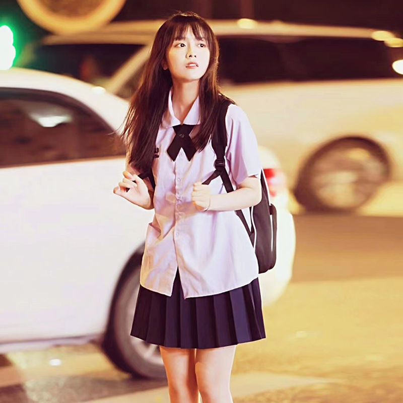 Thai school uniform set, college style, similar to Nano's Thai JK uniform, student graduation uniform, high school girl summer.