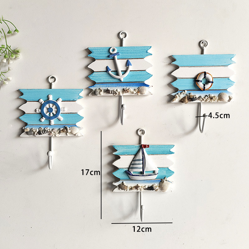 Factory Promotional Mediterranean Hook Ocean Style Home Accessories Coat Hook Creative Small Hook Iron Hook