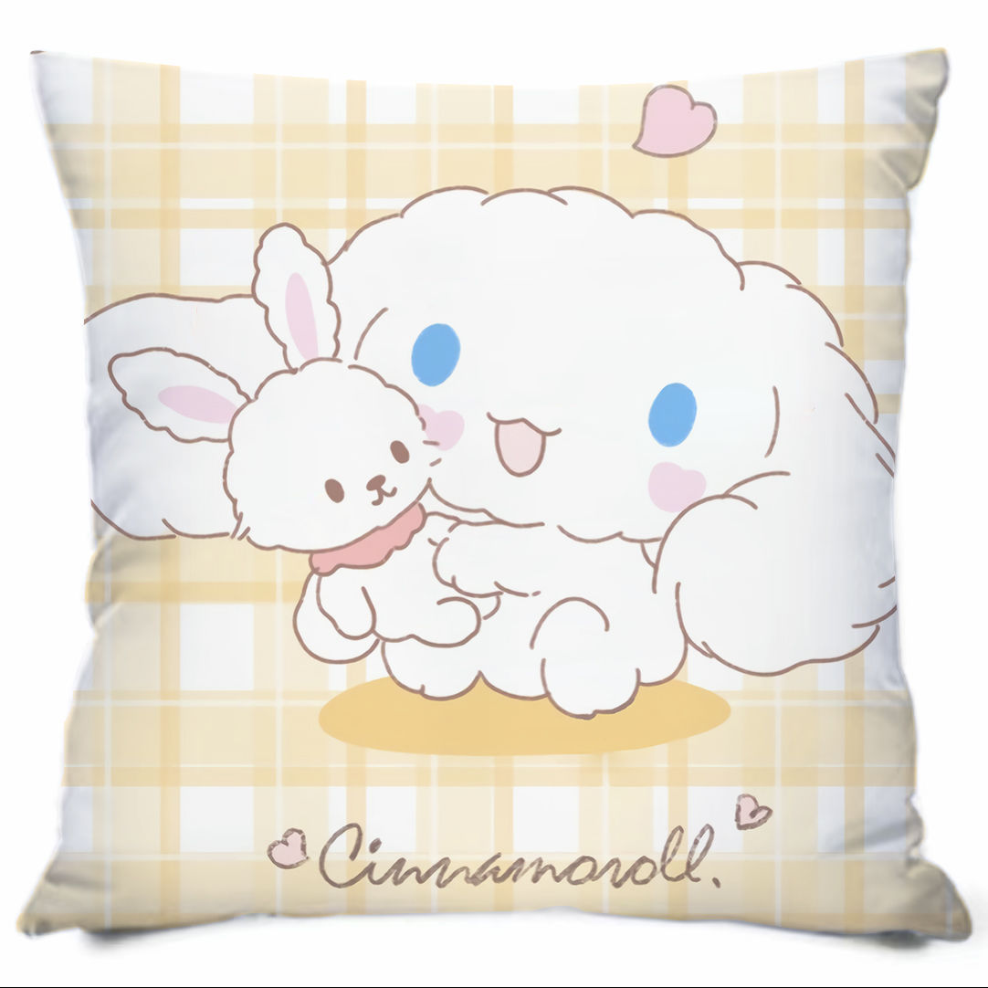 Almohada con estampado de dibujos animados de Sanrio, linda almohada de sofá para dormitorio, cojín de cabecera, cojín de asiento con soporte lumbar para coche