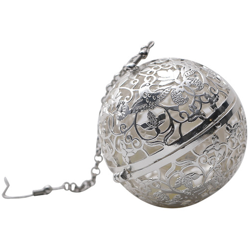 Imperial concubine grape flower and bird pattern silver ancient style hollow sachet ball portable incense wearable car pendant incense pill aromatherapy burner