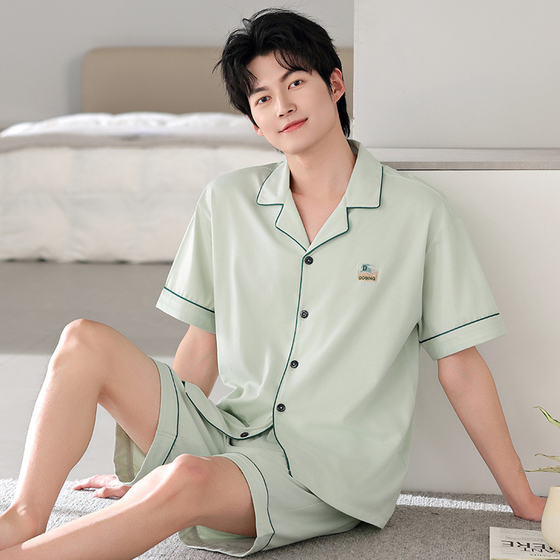 Pijamas de algodón, pantalones cortos de manga corta de verano para hombre, cárdigan informal delgado, se puede usar en verano, traje de servicio a domicilio de gran tamaño