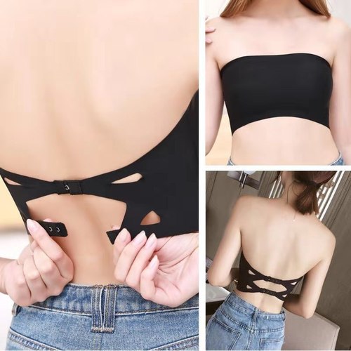 Ice silk anti-exposure breast-wrapped underwear women's tube top vest style beautiful back sexy strapless one-piece bra summer