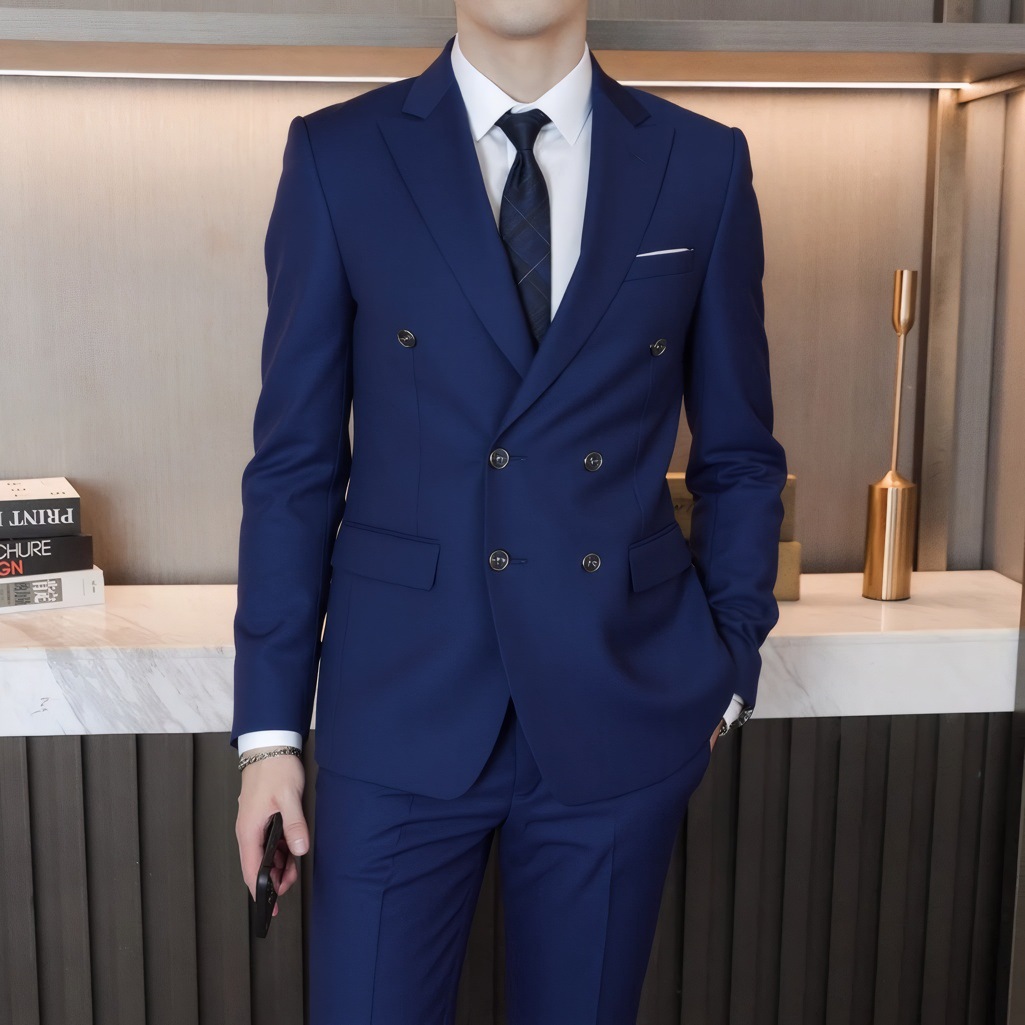 Completo da uomo di alta qualità, stile britannico, elegante, con giacca e pantaloni, stile celebrità di Internet._voghion.com
