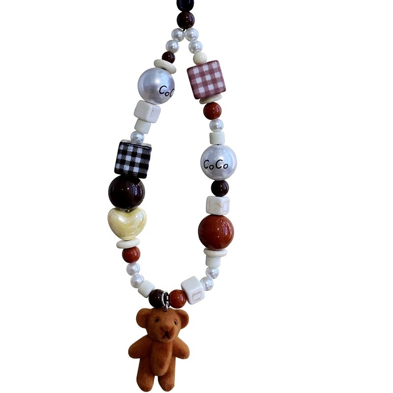 Cute Style Cute Geometric Bear PVC Beaded Mobile Phone Chain