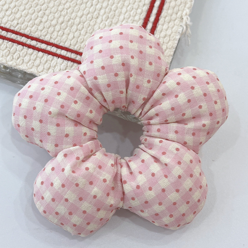 Coreana para niños lindos puntos ondulados flor anillo de cabello para chicas bolas de cabeza collar para chicas joyerías de cabello dulce cola de caballo