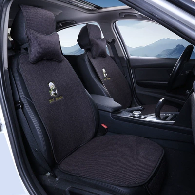 Four Seasons Pad – Car Seat Cushion, Universal for All Seasons - black-driver-and-passenger-seats-plus-two-neck-pillows-default-item