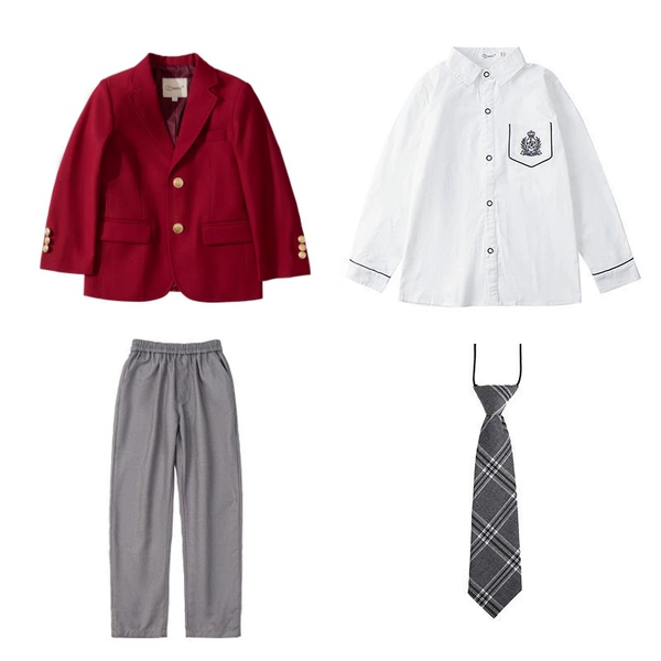 Jiu Red suit+male embroidery long sleeve+gray trousers (default trousers loose waist)