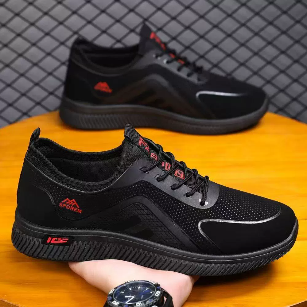 Осенняя новая кожаная обувь мужская 2024 повседневная спортивная обувь для работы на работе легкая мужская черная модная мужская обувь