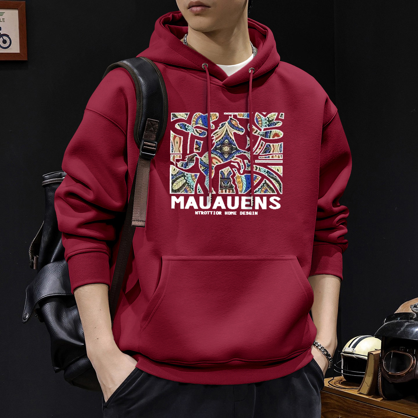 Rojo vino con sudadera encapuchada 2618