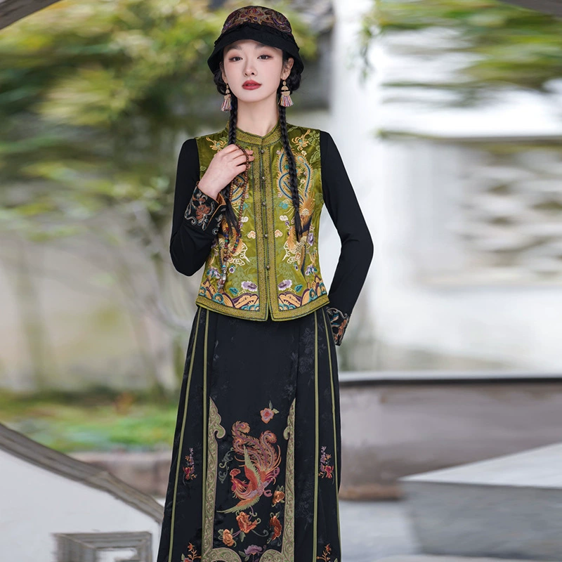 2025 новый национальный стиль женский стиль вышивка короткий жилет жилетка