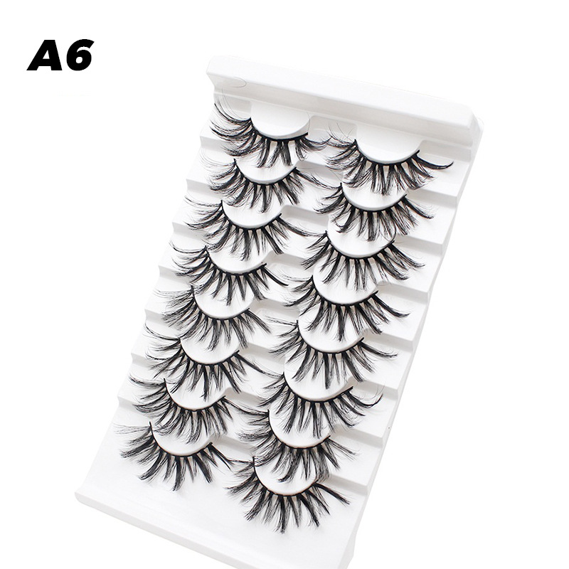 DINGSEN fuente transfronteriza fábrica pestañas falsas 8 pares de pestañas naturales gruesas de gran volumen LOGO